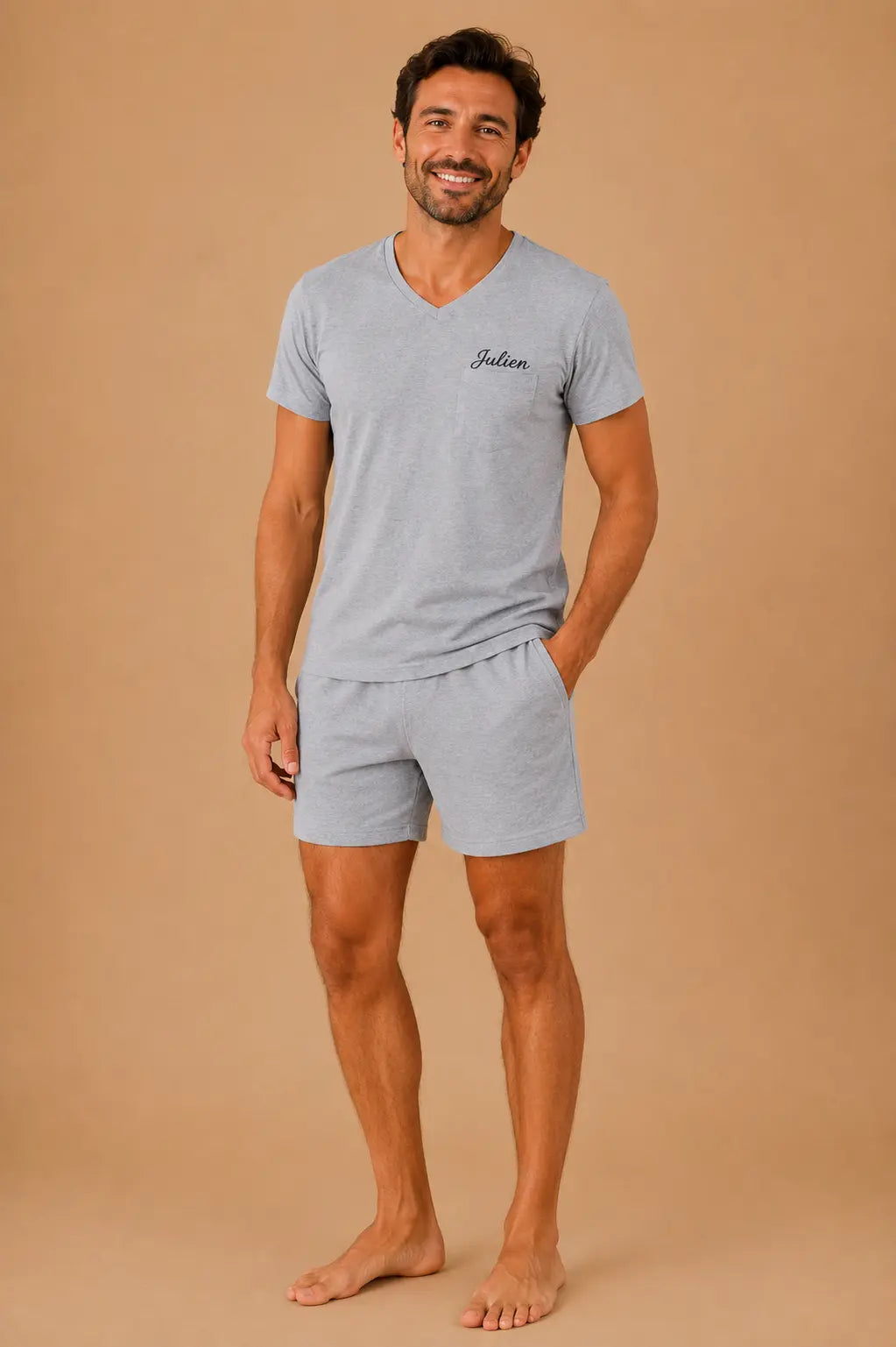 Pyjama homme - ensemble gris uni signature