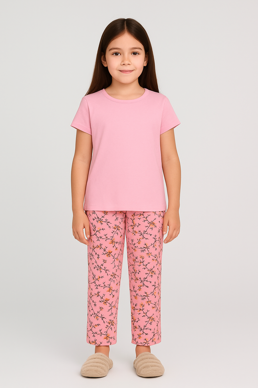 Pyjama fille ensemble doux nuages roses