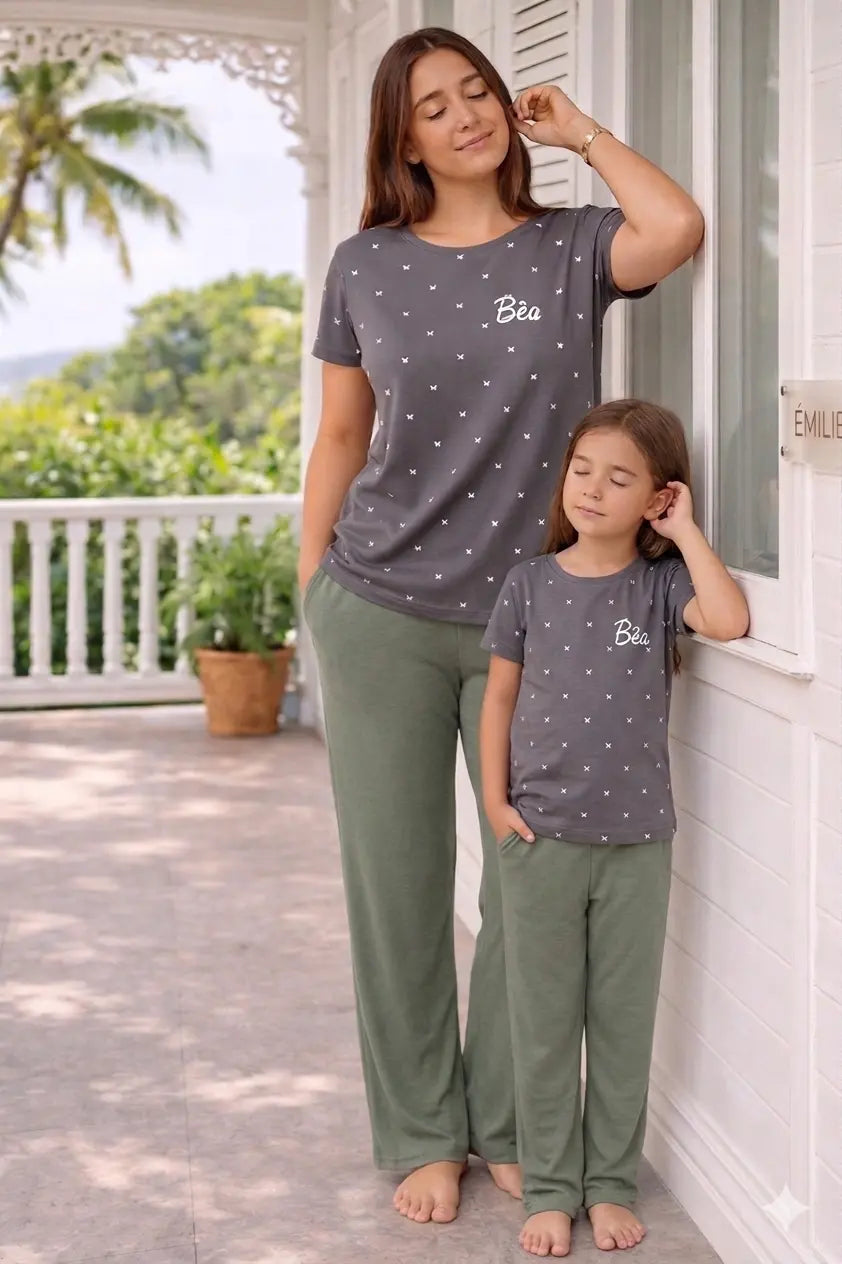 Pyjama Mère et fille - ensemble brise tropicale LB Pyjama