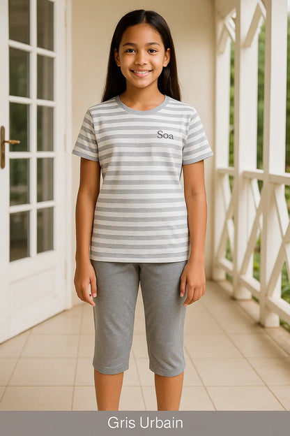 Pyjama fille ensemble gris urbain LB Pyjama