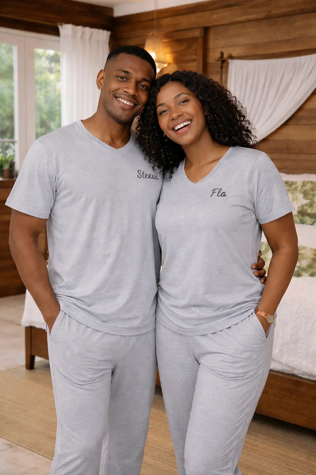 Pyjama couple - ensemble gris signature LB Pyjama
