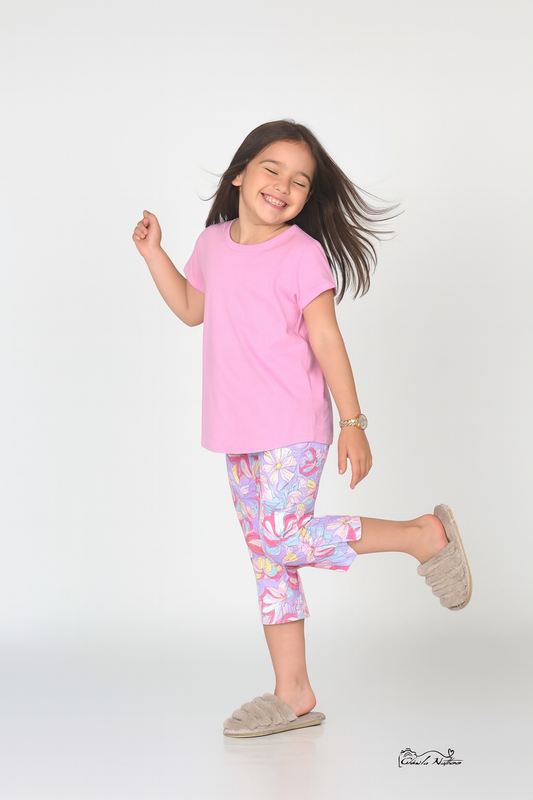 Pyjama fille ensemble fleuri du matin