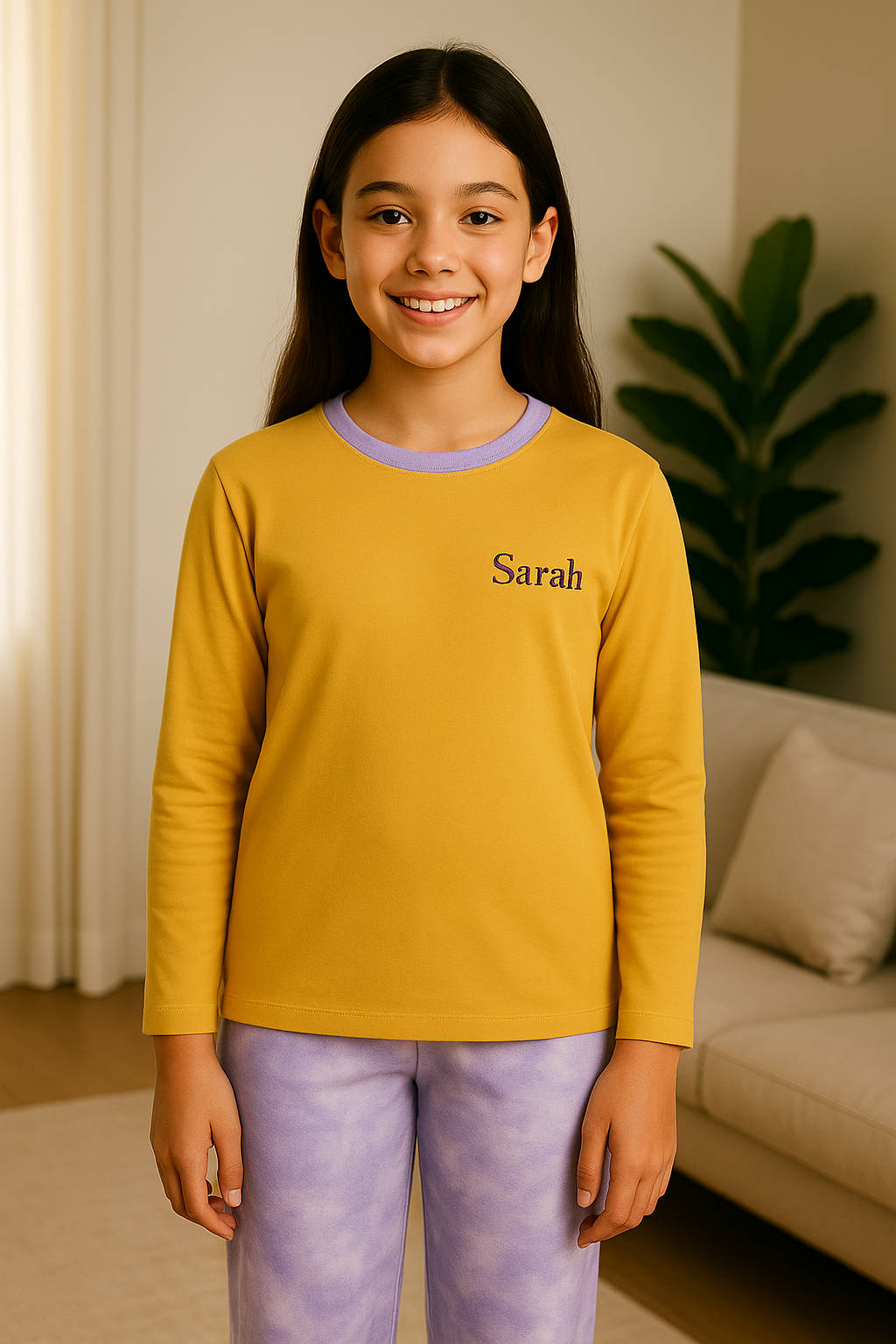 Pyjama fille ensemble lumière et lavande LB Pyjama