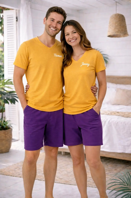 Pyjama couple - ensemble lumière et lavande LB Pyjama