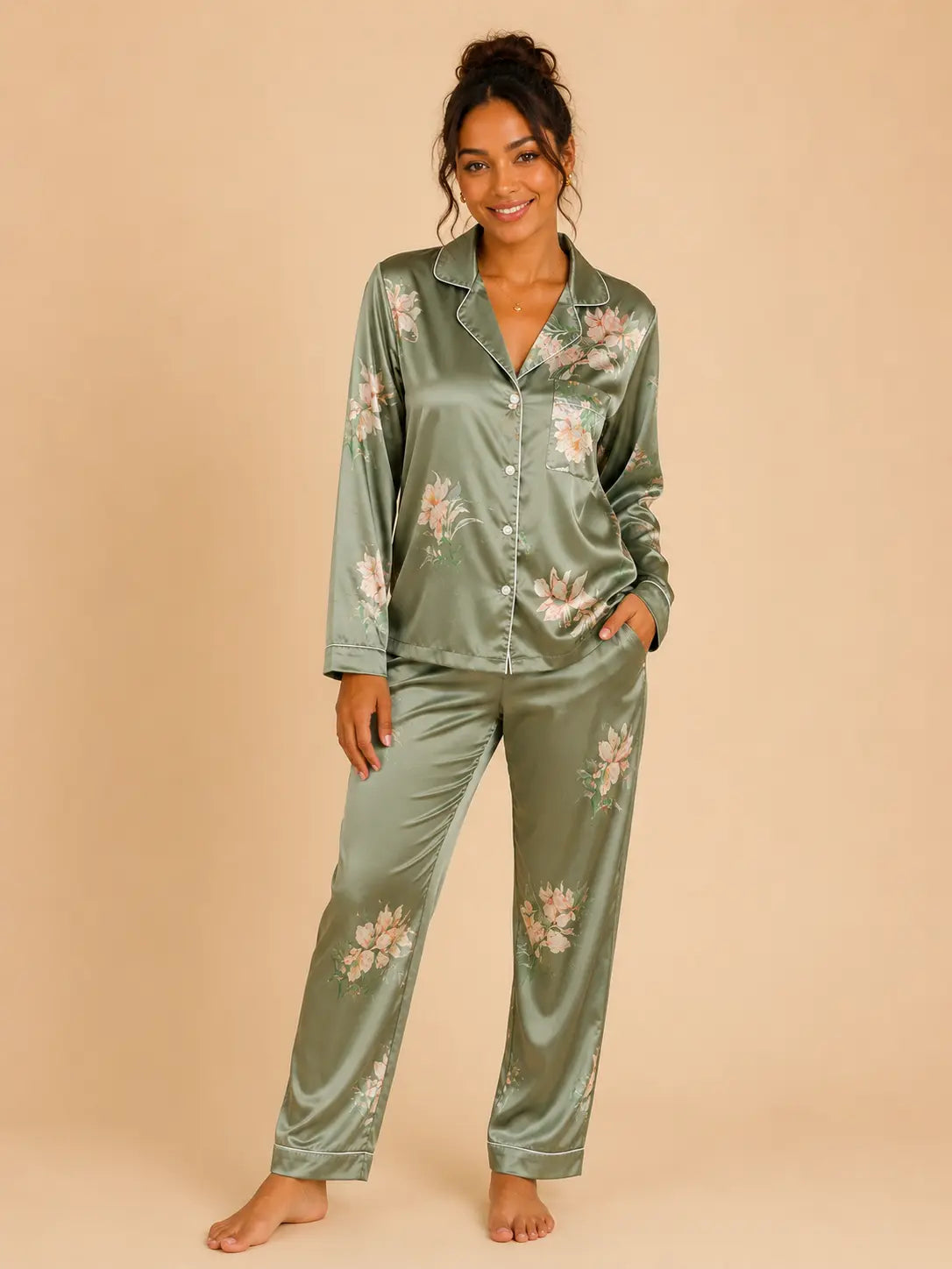 Pyjama femme - ensemble Émeraude du matin