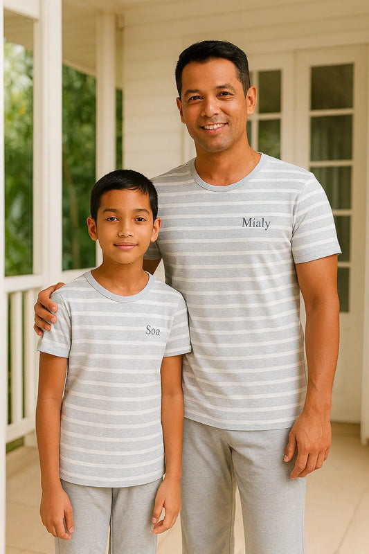 Pyjama duos pere et fils ensemble gris urbain LB Pyjama