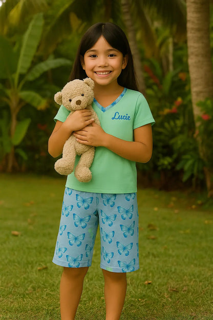Pyjama fille ensemble vert papillon LB Pyjama