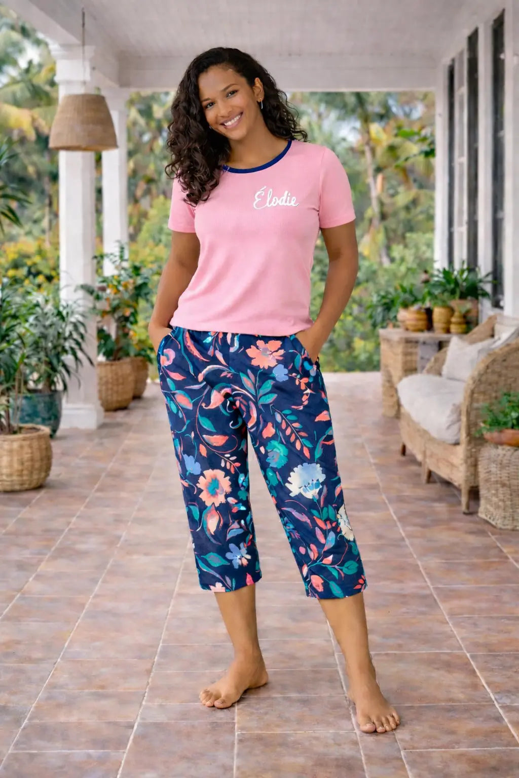 Pyjama femme - ensemble rose jardin LB Pyjama