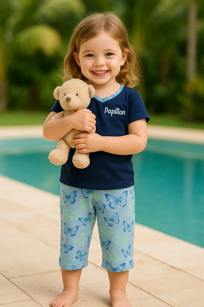 Pyjama fille ensemble bleu papillon LB Pyjama