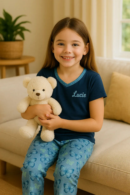 Pyjama fille ensemble bleu papillon LB Pyjama
