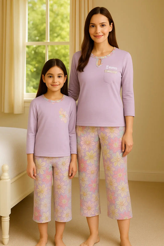 Pyjama ensemble duo violet floral d'Emma rose LB Pyjama