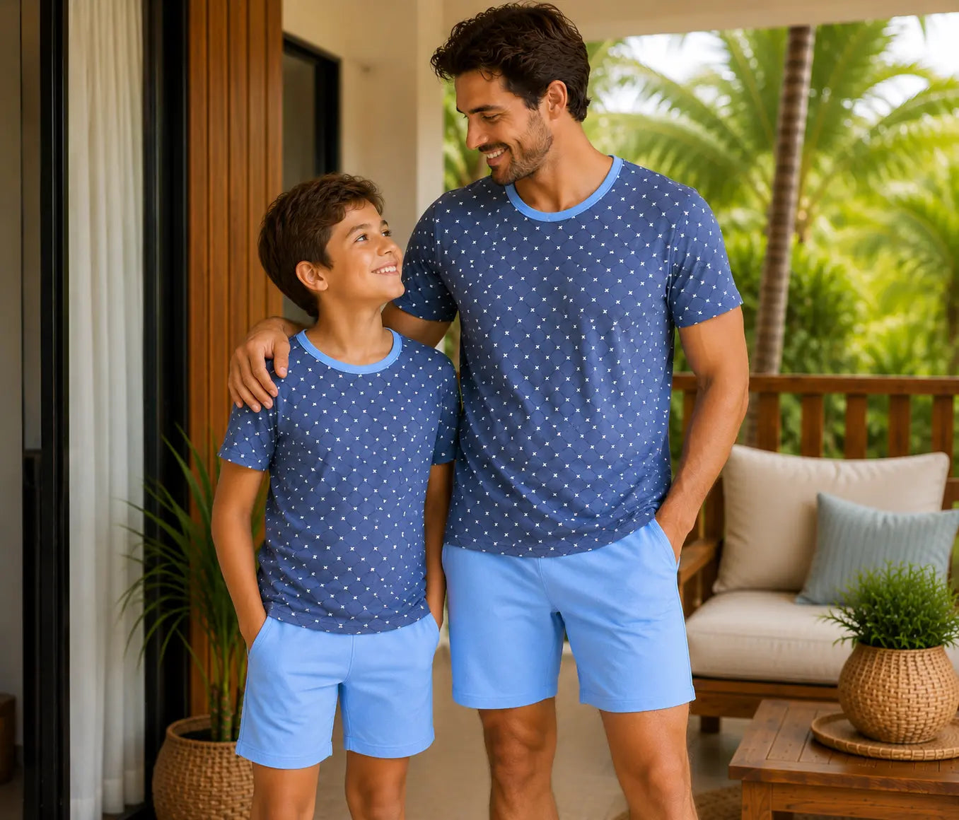 Pyjama Père et fils - ensemble sourire du matin LB Pyjama