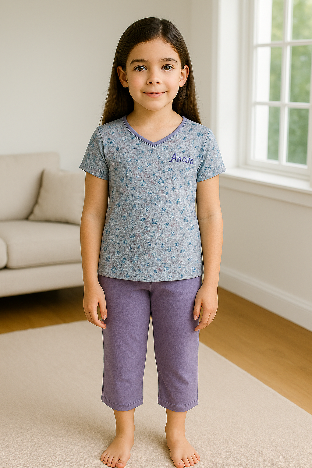 Pyjama fille ensemble fleuri du matin LB Pyjama