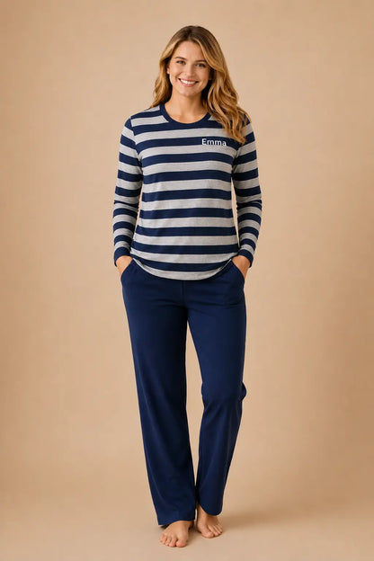 Pyjama femme - ensemble marin et sourire