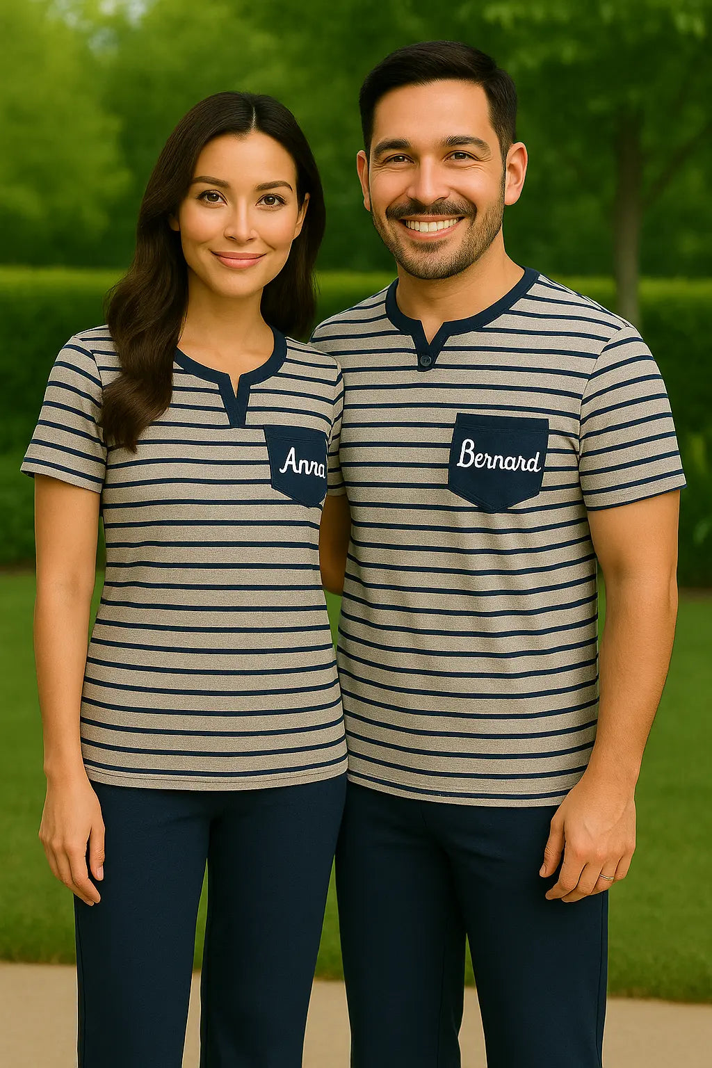 Pyjama couple ensemble bleu réconfort LB Pyjama