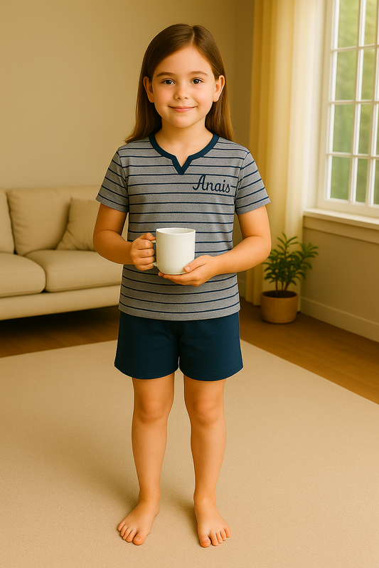 Pyjama fille ensemble bleu réconfort LB Pyjama