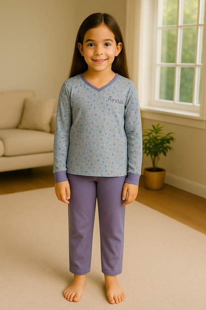 Pyjama fille ensemble fleuri du matin LB Pyjama