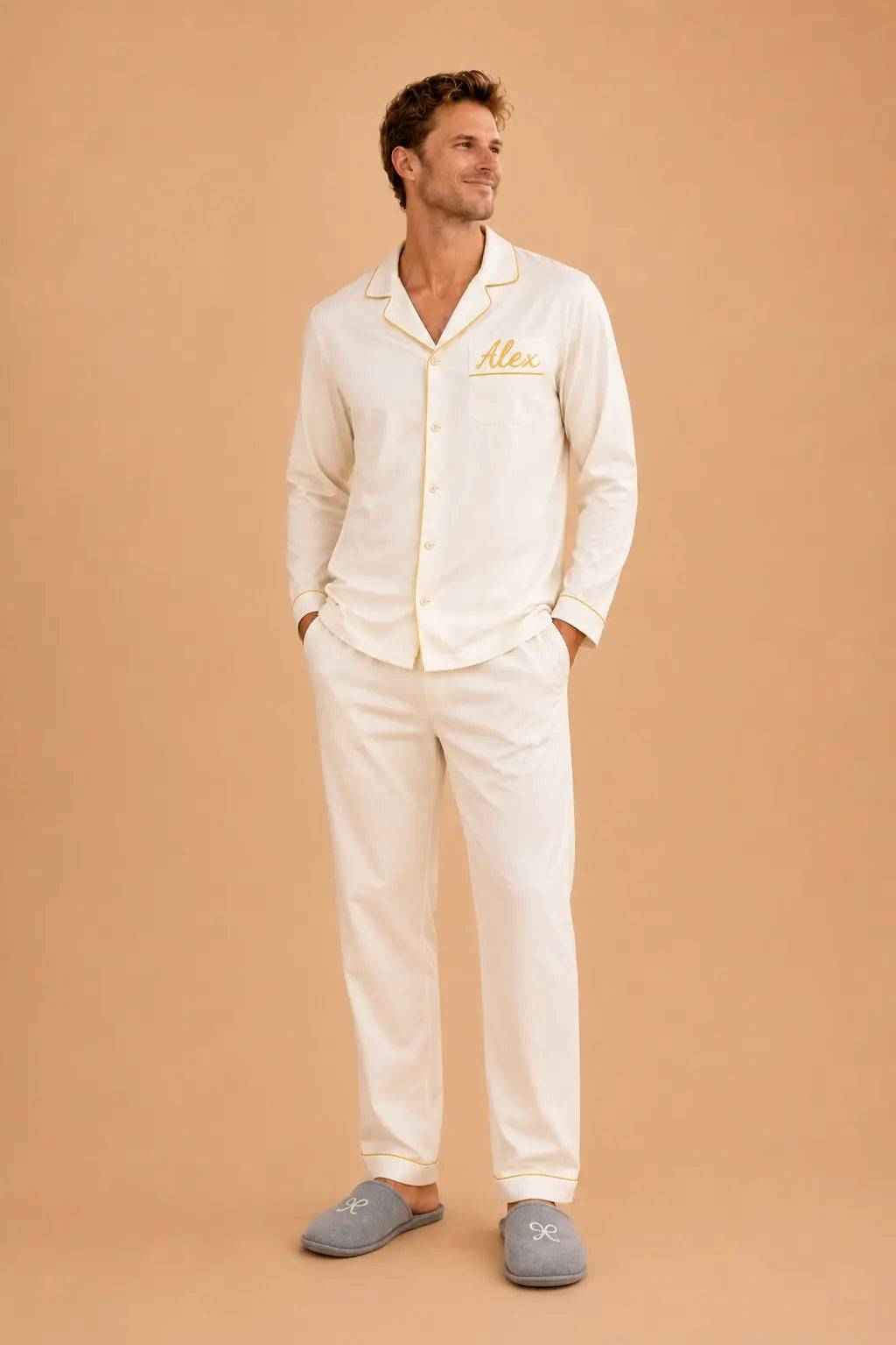 Chemisier homme - ensemble crème élégant