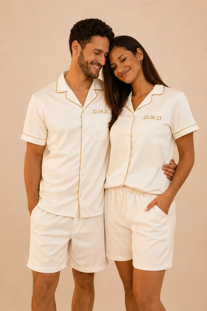 Chemisier couple – Crème Élégant – LB Pyjama