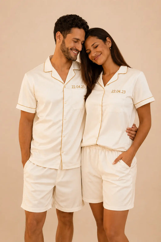 Chemisier couple - ensemble crème élégant short
