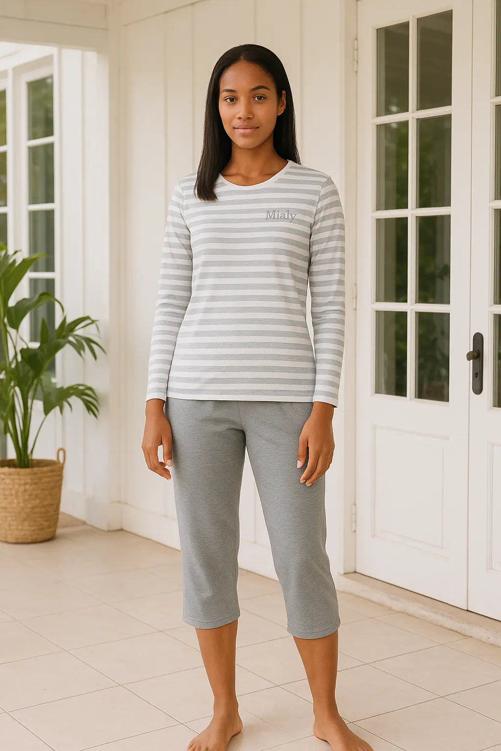 Pyjama femme ensemble gris urbain LB Pyjama