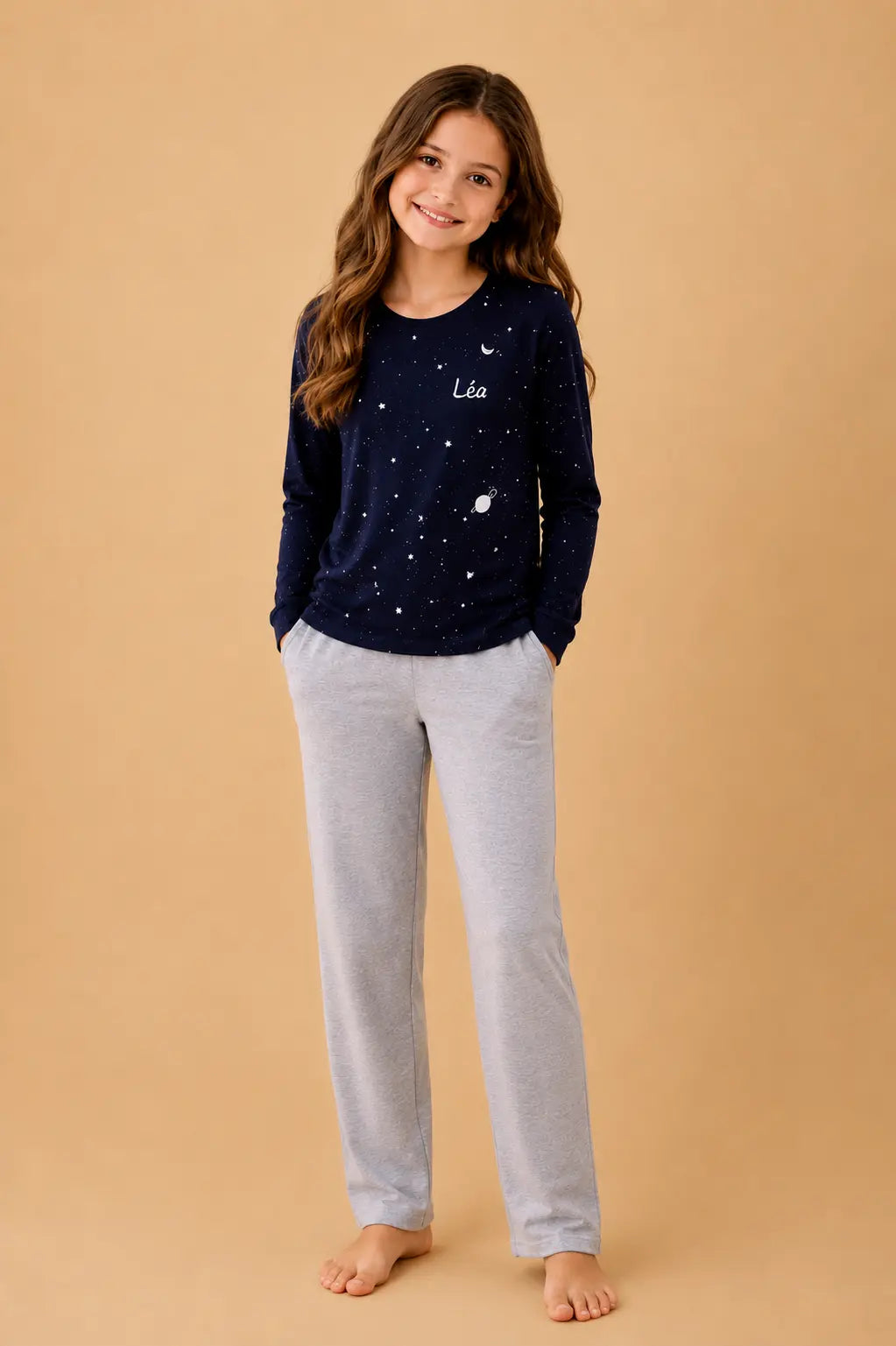 Pyjama fille - ensemble coeur profond