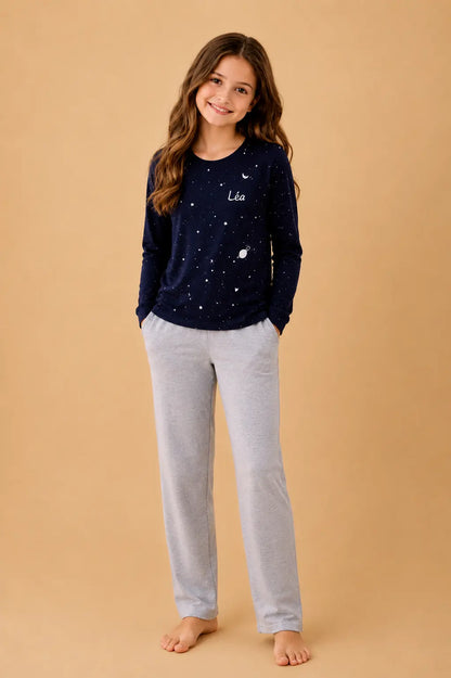 Pyjama fille - ensemble coeur profond